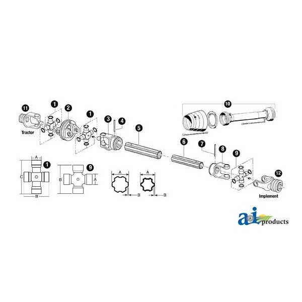 A & I Products Cross & Bearing Kit 1" x3" x3" A-180012161 - main